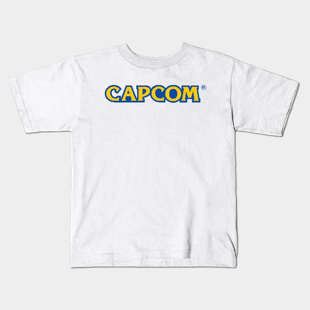 Capcom retro logo Kids T-Shirt by kvothewordslinger